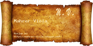 Mahrer Viola névjegykártya